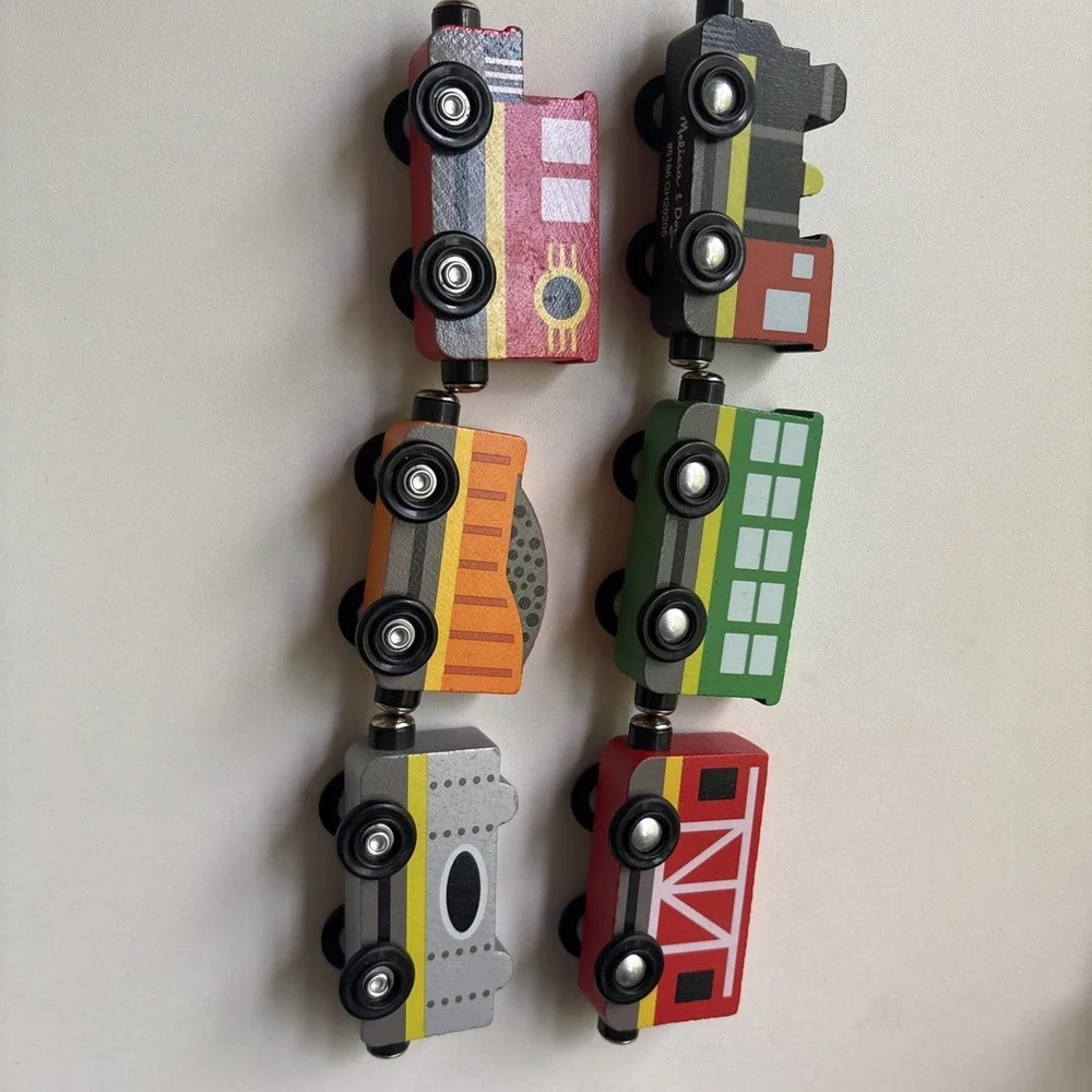 Lot of 6 Melissa and Doug Wooden Magnetic Train Car Replacements